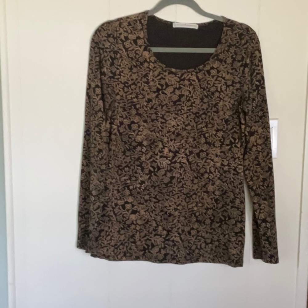 Peruvian Connection Brown and Tan Long Sleeve top